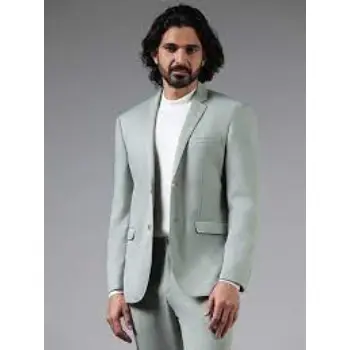 Formals by Westside Solid Sage Slim Fit Blazer
